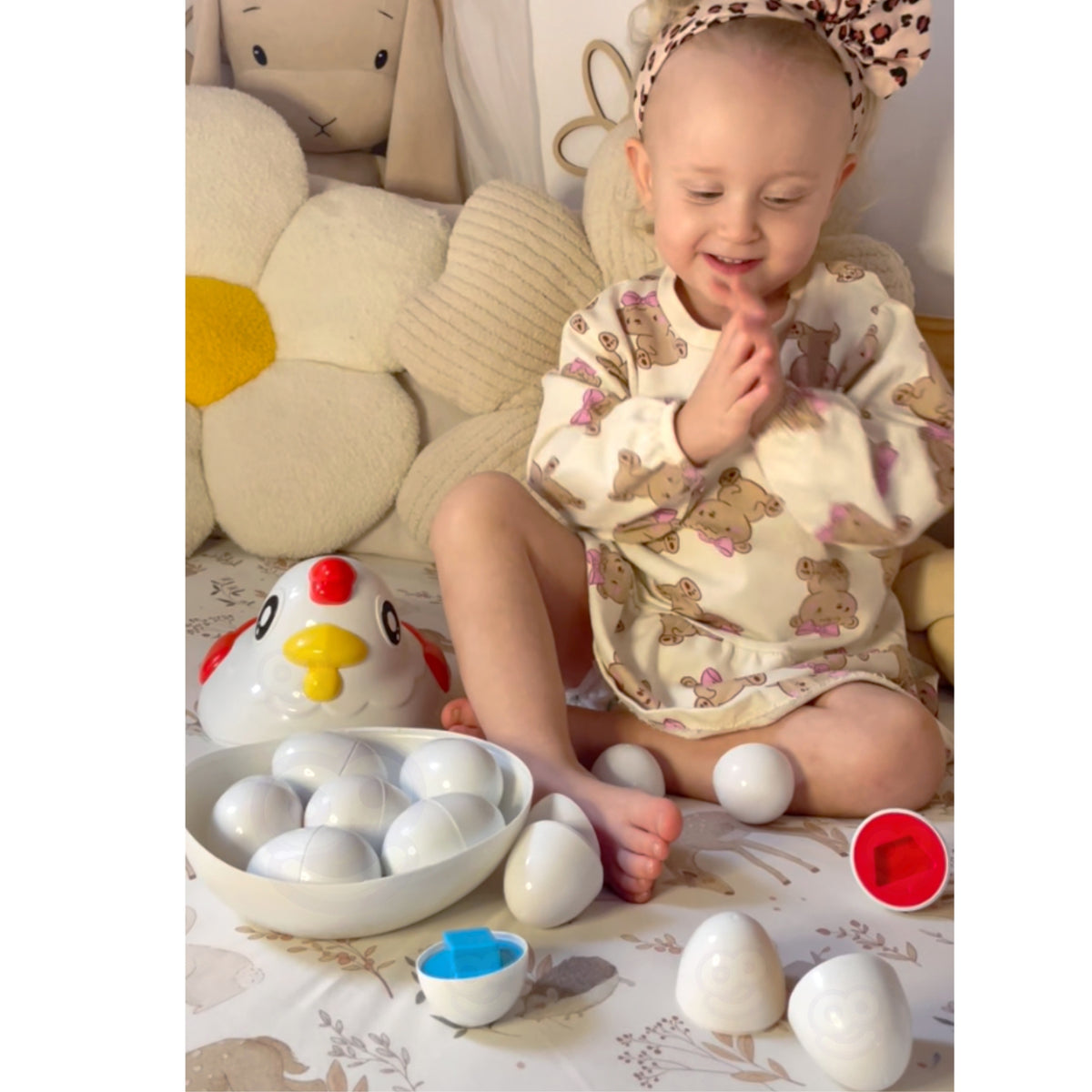 WOOPIE Montessori Rūšiuoklis Vištiukė su Kiaušiniais 12 vnt.