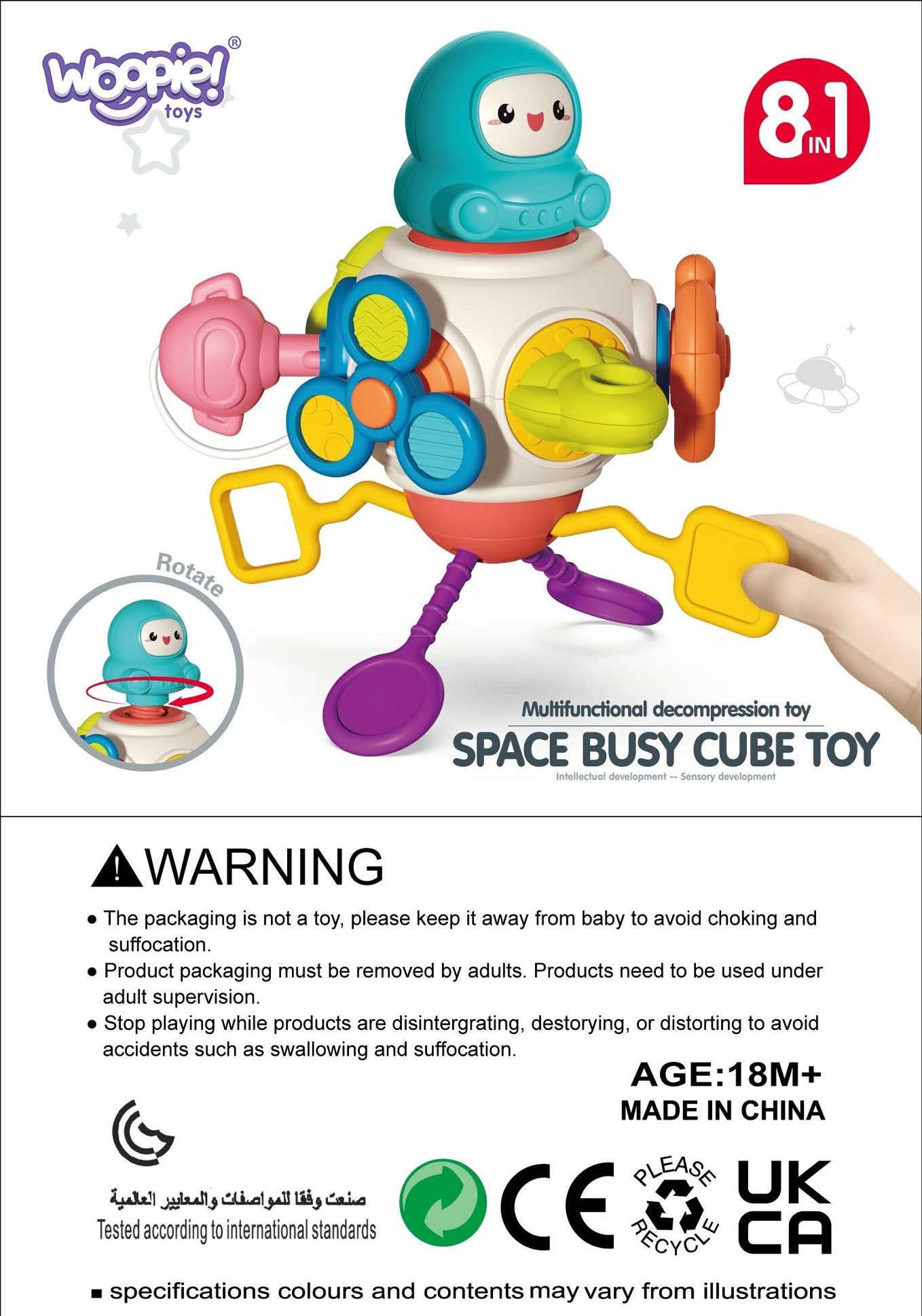 WOOPIE BABY Montessori edukacinis sensorinis kubas 8in1 – vaizdas 3