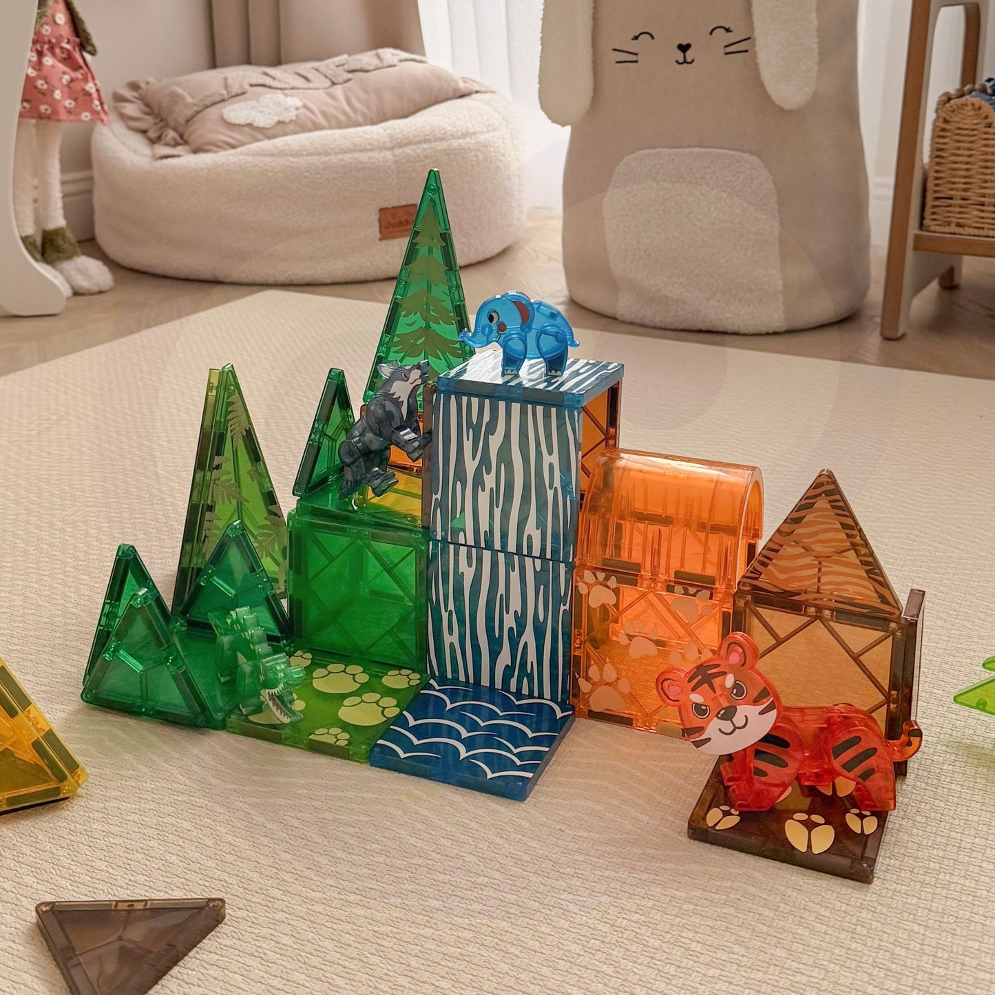 WOOPIE Magnetiniai 3D Blokeliai Džiunglių Gyvūnai 45 vnt.