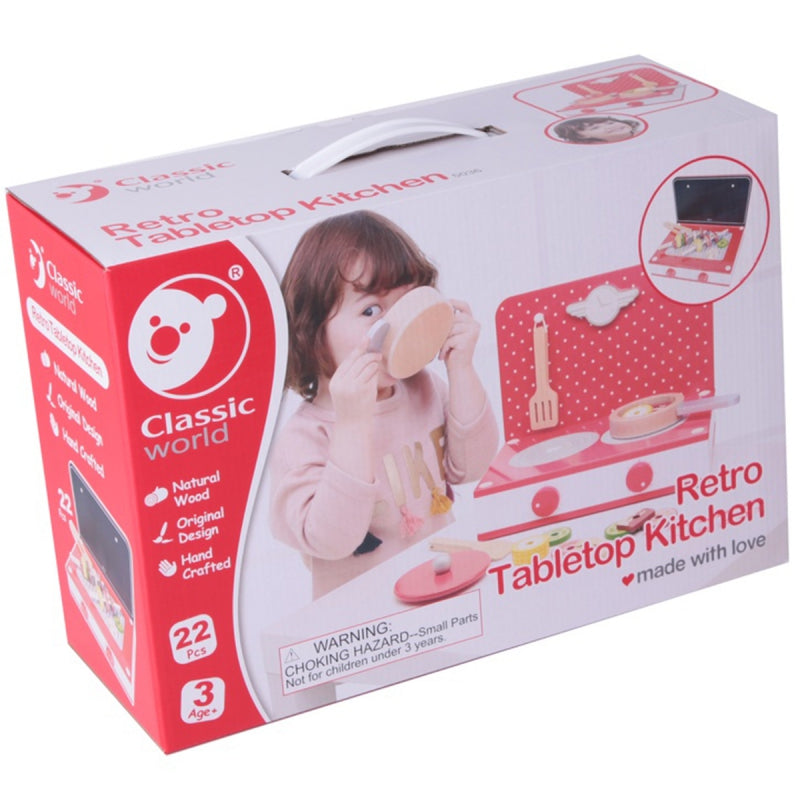 CLASSIC WORLD Medinė virtuvė 2in1 Grilis + Vaikiška viryklė 22 vnt – vaizdas 4