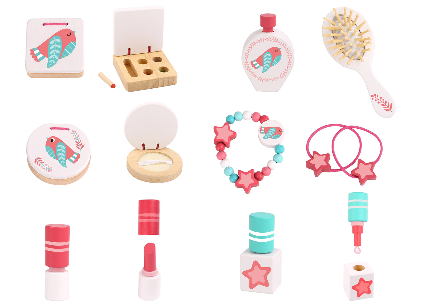 TOOKY TOY Rožinis medinis kosmetinis staliukas detalių vaizdas – vaizdas 5