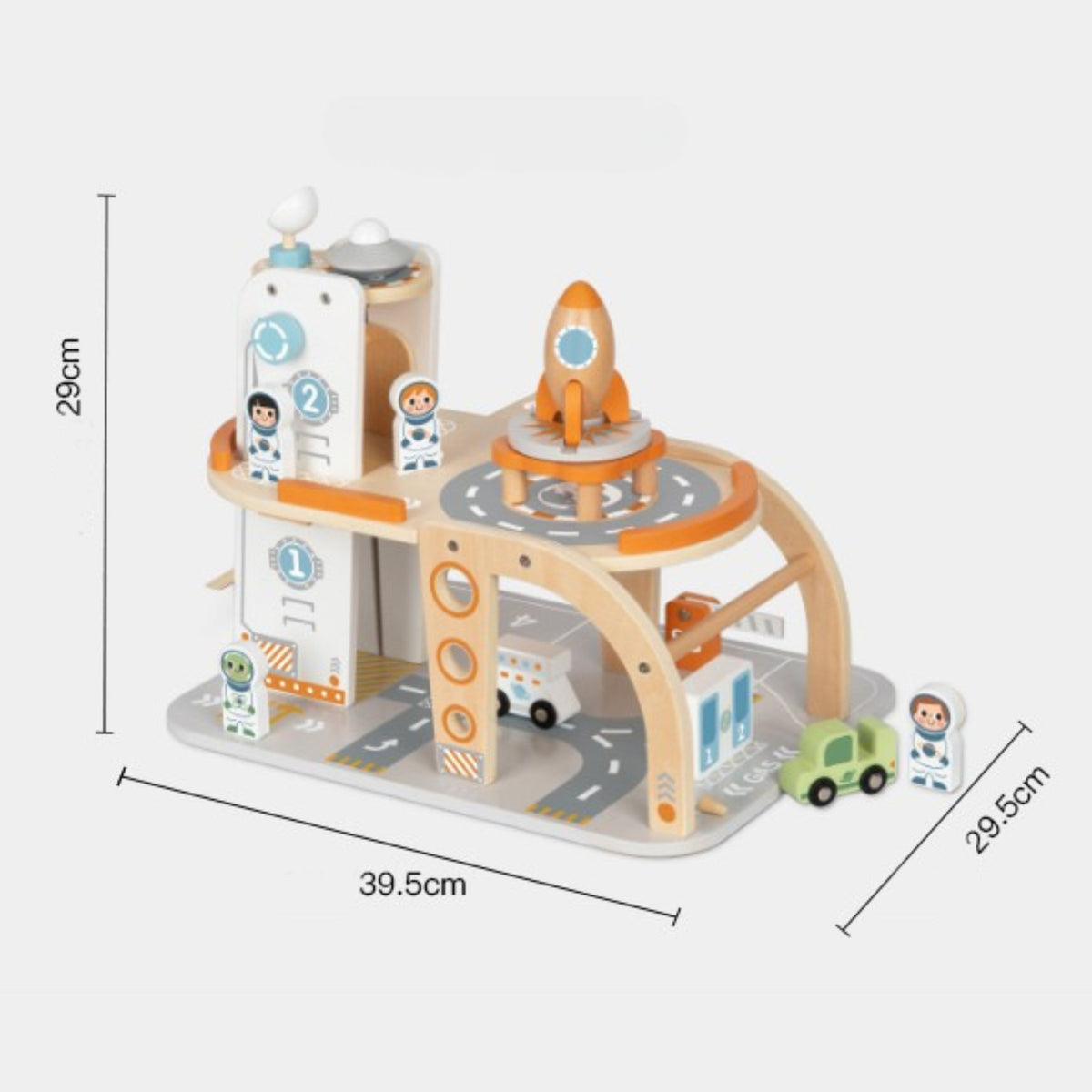 TOOKY TOY Medinė Kosminė Parkavimo Stotelė su Rakete