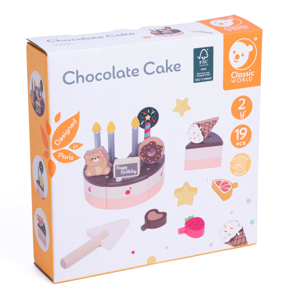CLASSIC WORLD Medinė Gimtadienio Torto Pjaustymo Žaislas 19 vnt.