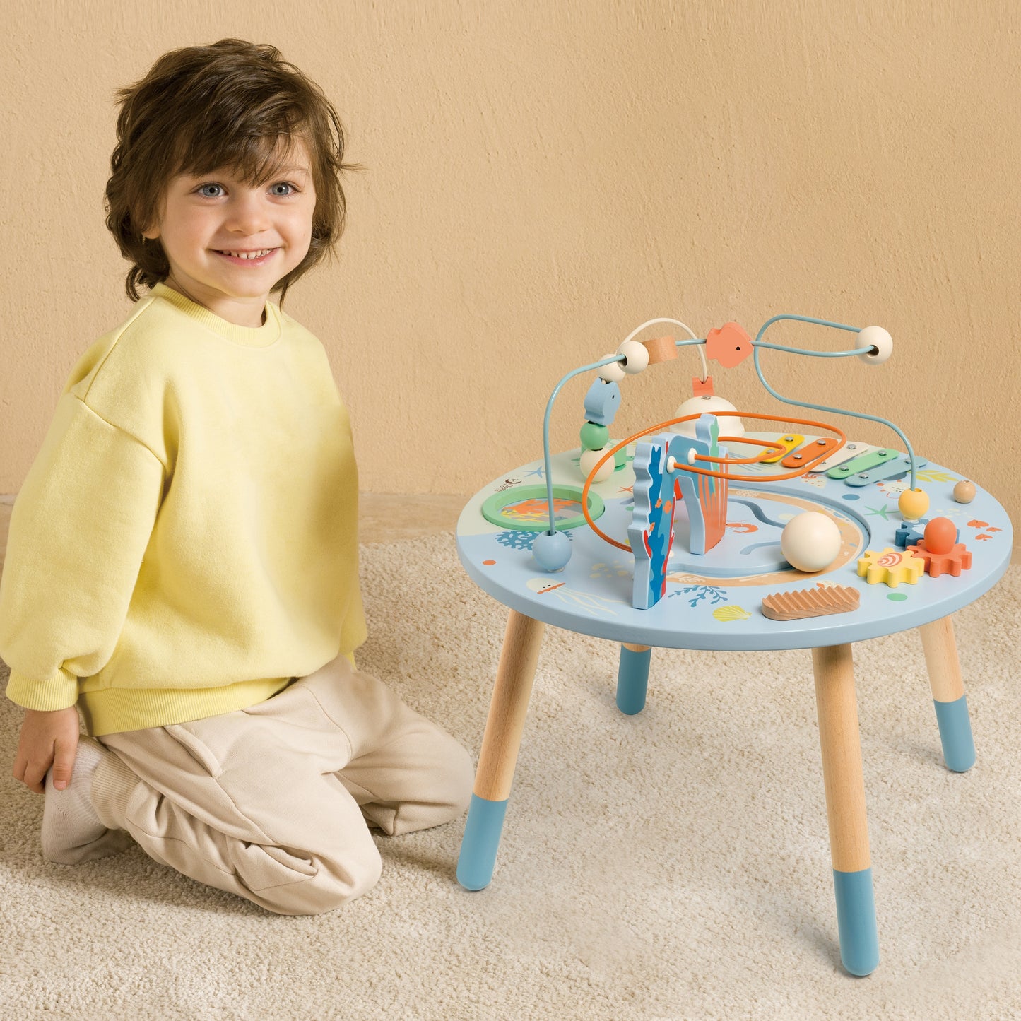 CLASSIC WORLD Medinis užsiėmimų stalas „Jūros gyvenimas“, Muzikinis ir edukacinis – vaizdas 4