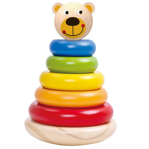 Tooky Toy medinė piramidė „Meškiukas“ – lavinamasis Montessori žaislas – pagrindinis vaizdas