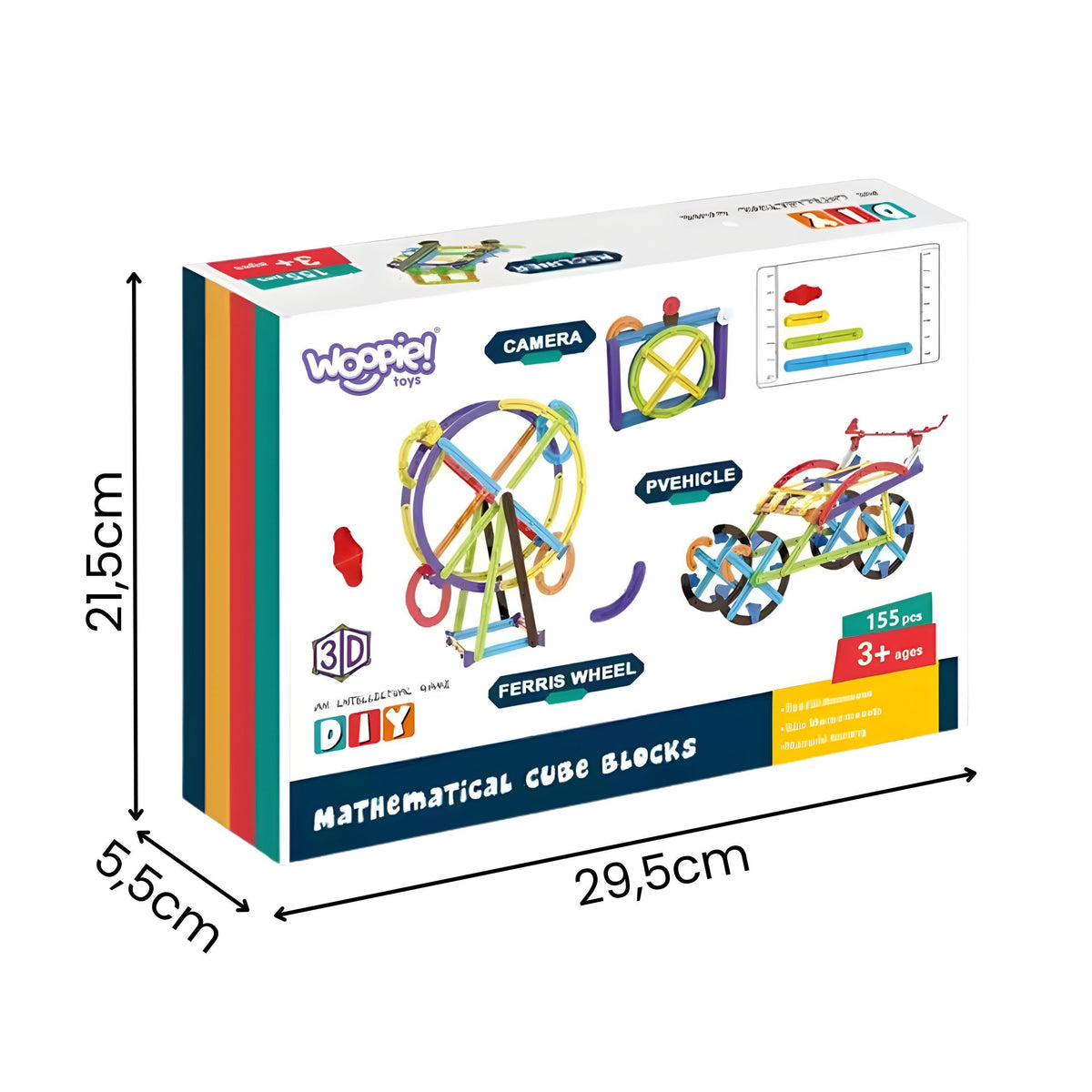 WOOPIE 3D Matematinis Konstruktorius, Lavinamasis Rinkinys 155 det.