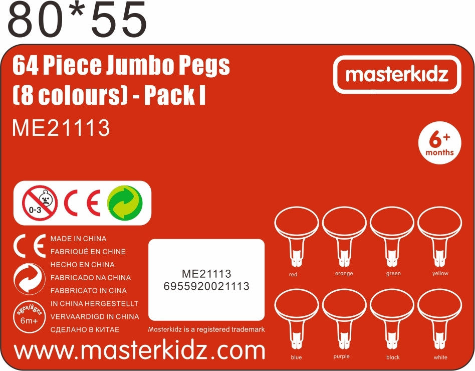 MASTERKIDZ Spalvoti kaiščiai STEM lentai 64 vnt. 8 spalvos