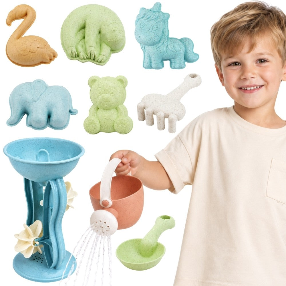 WOOPIE GREEN Smėlio rinkinys su ratuku ir laistytuvu, 10 dalių