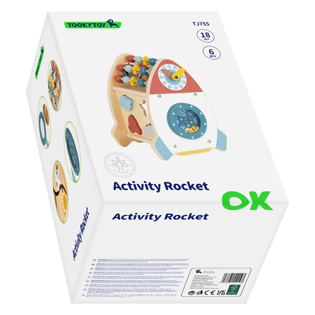TOOKY TOY Medinė Kosminė Raketa su 6 Veiklomis