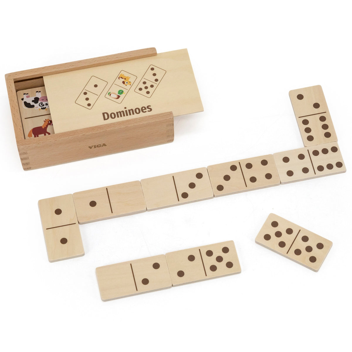 VIGA Medinis Domino 2in1 Gyvūnai ir Skaičiai vaikams