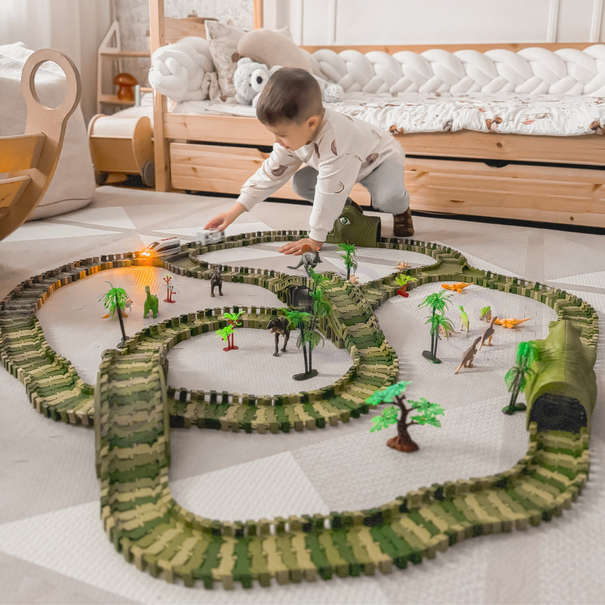 WOOPIE XXL Dinozaurų trasa vaikams, 240 detalių