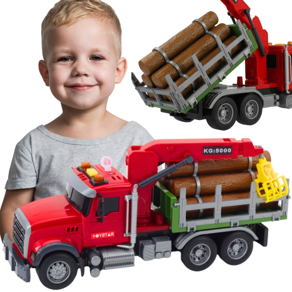 WOOPIE Sunkvežimis su judančiu medienos kėlimo kranu, garsu ir šviesomis, mastelis 1:14 – pagrindinis vaizdas