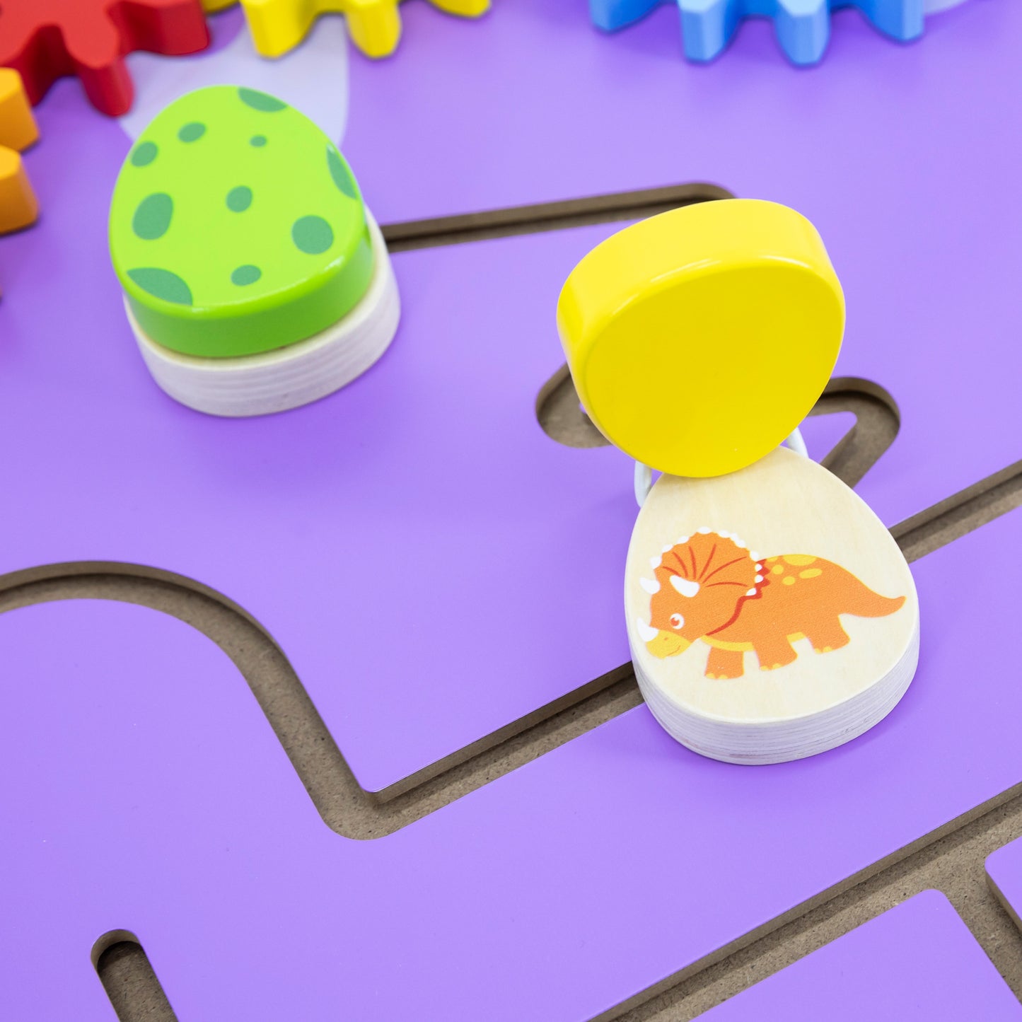 VIGA Medinė Jutimų Lenta Triceratopsas – Montessori Žaislas Vaikams