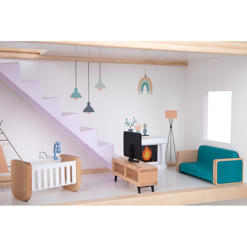 TOOKY TOY Didelis medinis lėlių namelis