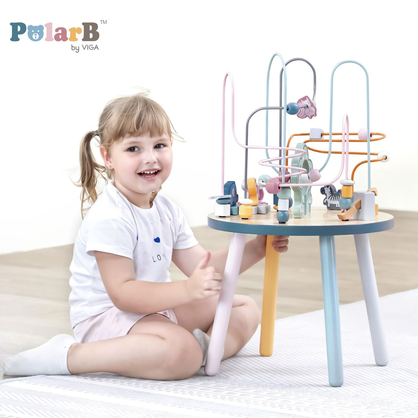 VIGA PolarB Medinis edukacinis staliukas su perveriamu labirintu Montessori – vaizdas 5