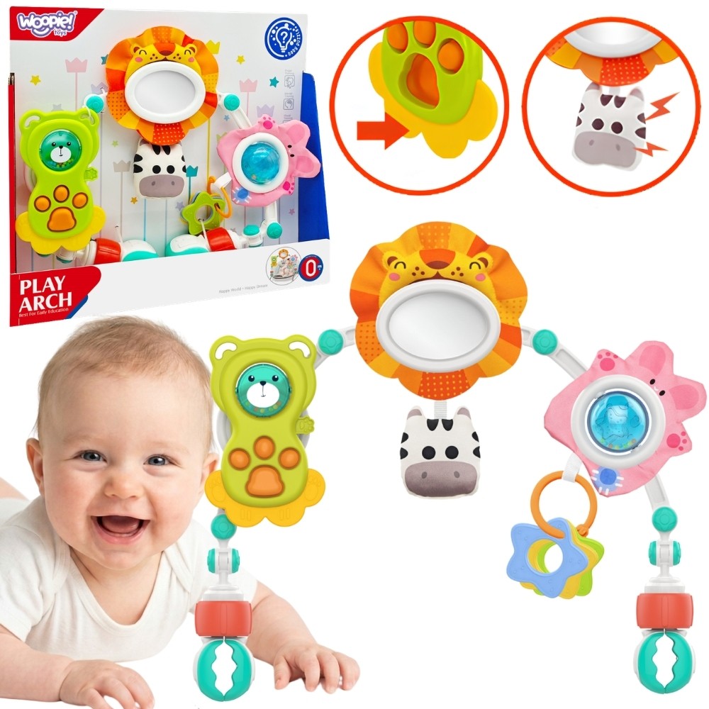 WOOPIE BABY Sensorinis Lankas Lopšiui Vežimėliui Liūtas Meška