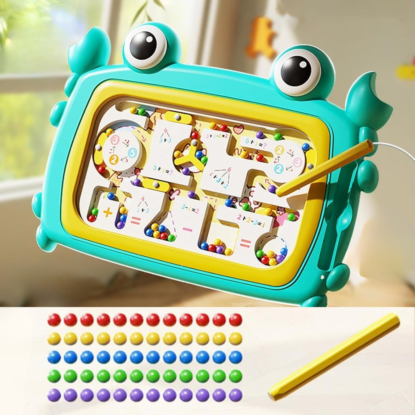 WOOPIE Montessori Magnetinė Lenta Krabas Labirintas Turkio Spalvos