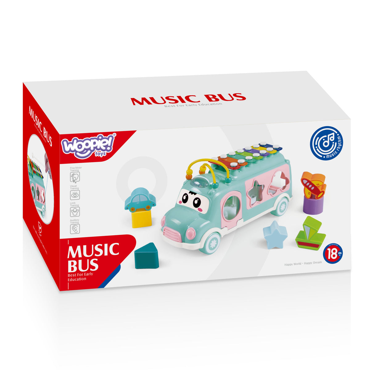 WOOPIE BABY Muzikinė mašinėlė rūšiuoklė su cimbolais, rožinė