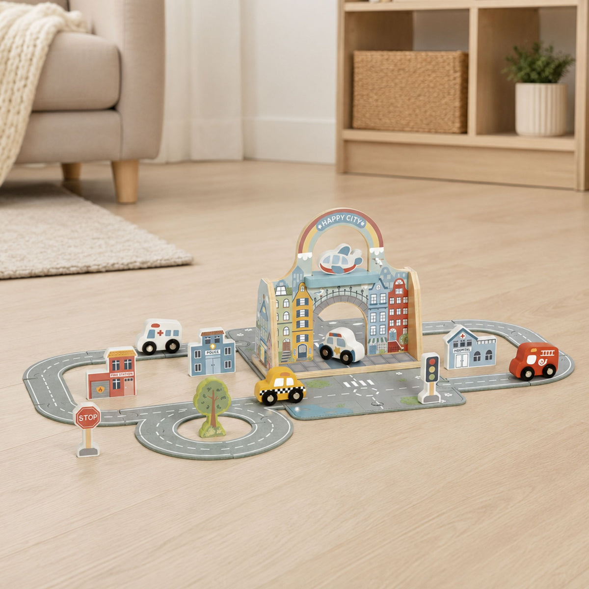 TOOKY TOY Mini miesto rinkinys kelionėms krepšelyje