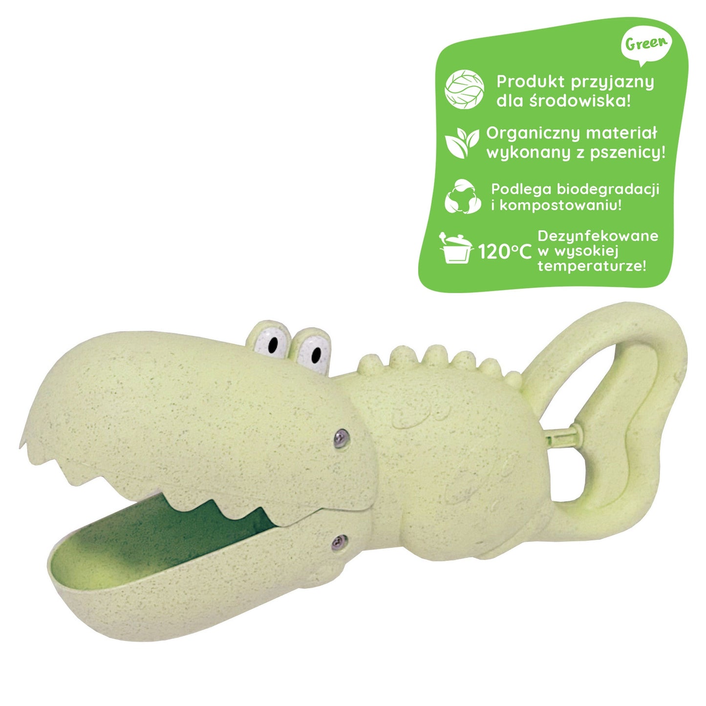 WOOPIE GREEN Krokodilo kastuvėlis smėliui ir vandeniui, žalias, iš biologiškai skaidžios organinės medžiagos – vaizdas 4