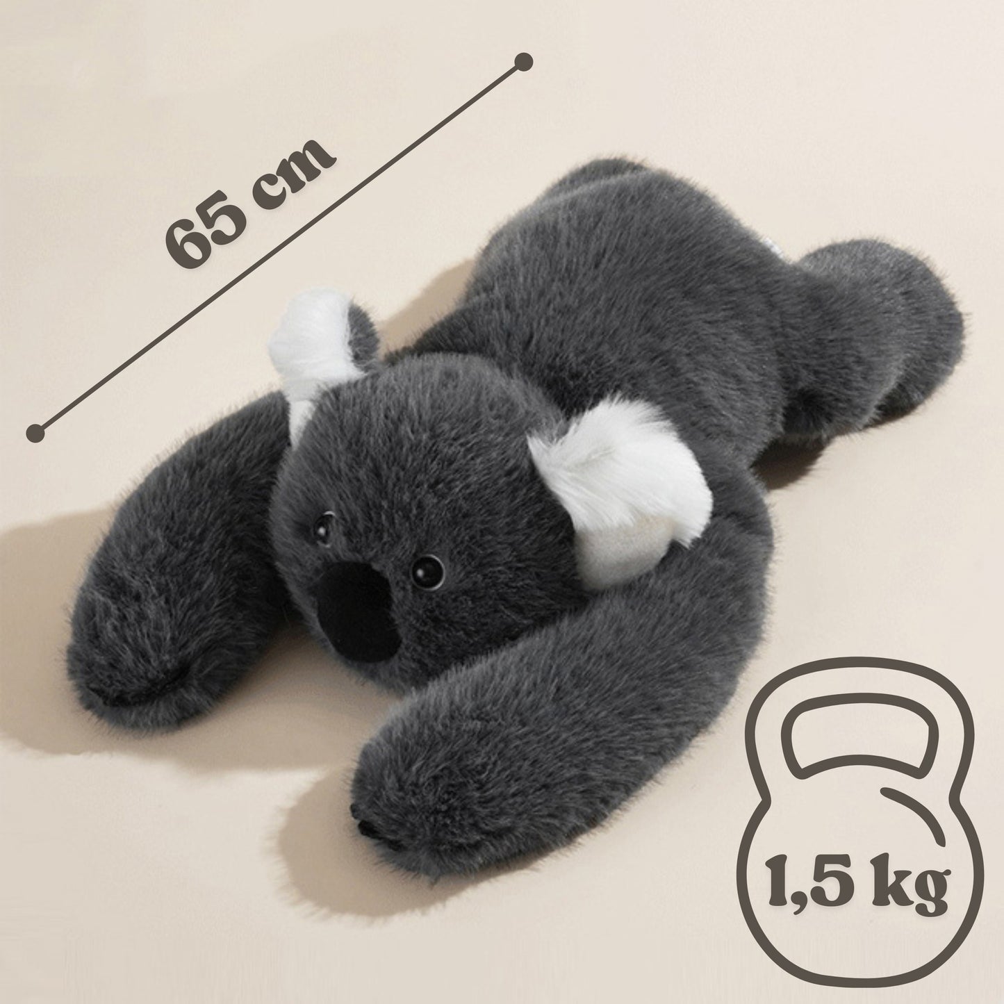 WOOPIE Koala Sensorinis Pliušinis Žaislas su Užpildu 65 cm 1500 g