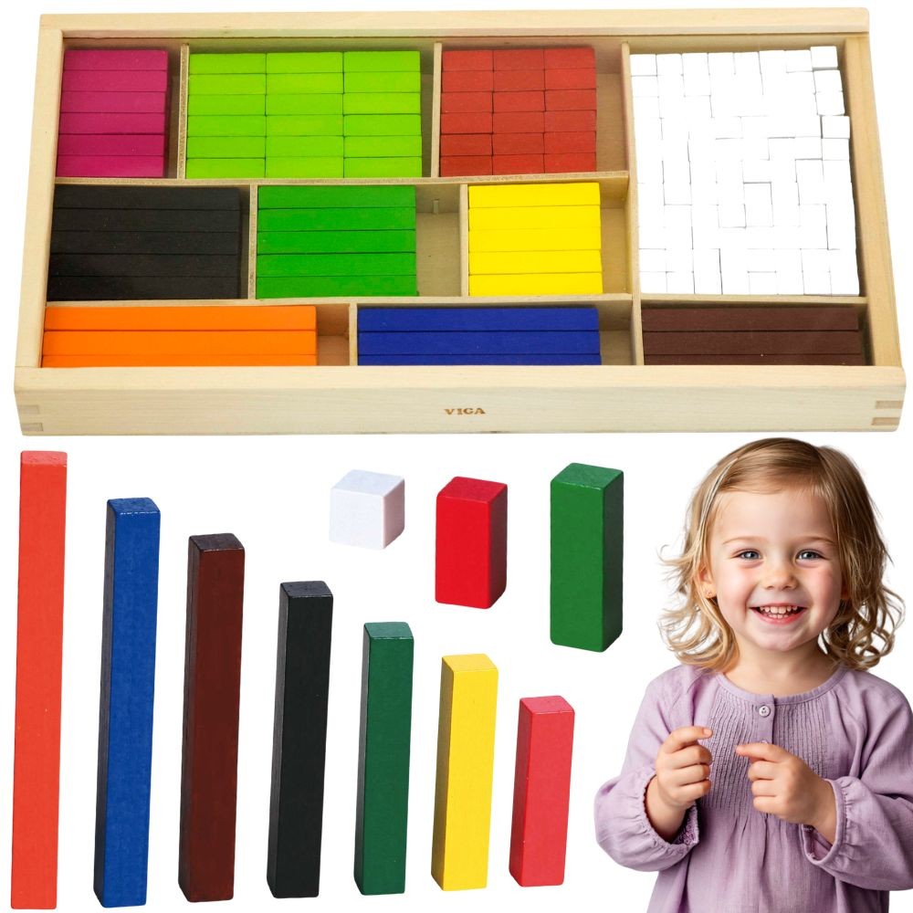 VIGA Medinės Skaičiavimo Lazdelės Cuisenaire 308 dalys