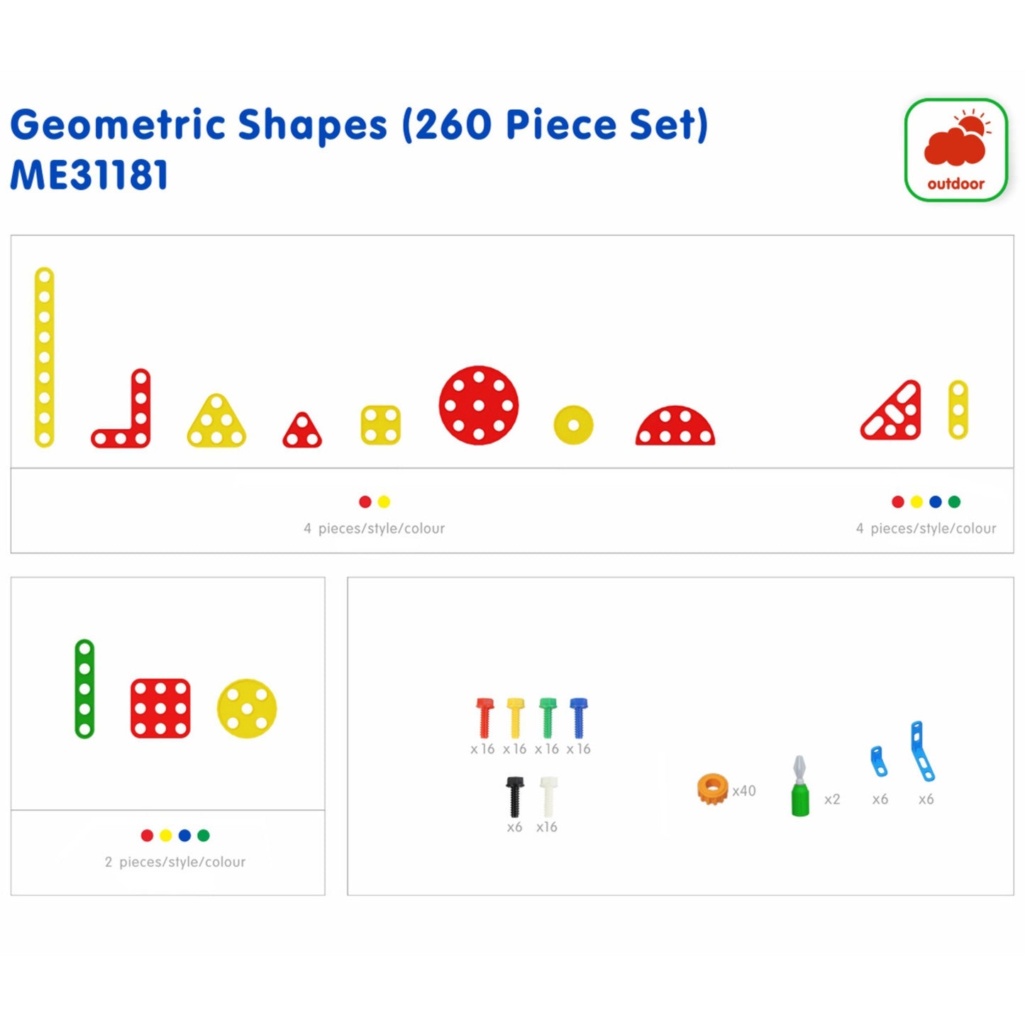 MASTERKIDZ Geometrinės figūros STEM sienelėms 260 vnt. kūrybinis rinkinys