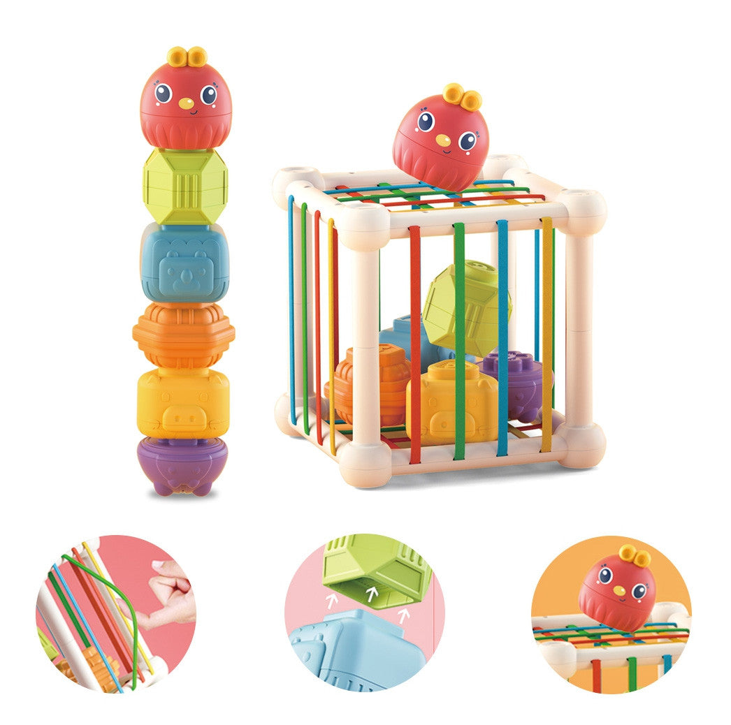 WOOPIE BABY Jutiminis Rūšiuoklis Kubas su Barškučiais Gyvūnai 7 vnt.