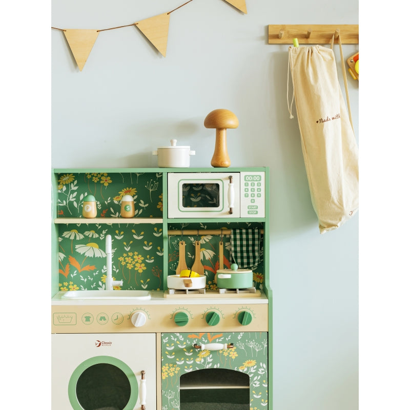 CLASSIC WORLD Didelė medinė vintažinė virtuvė vaikams + priedai – vaizdas 2