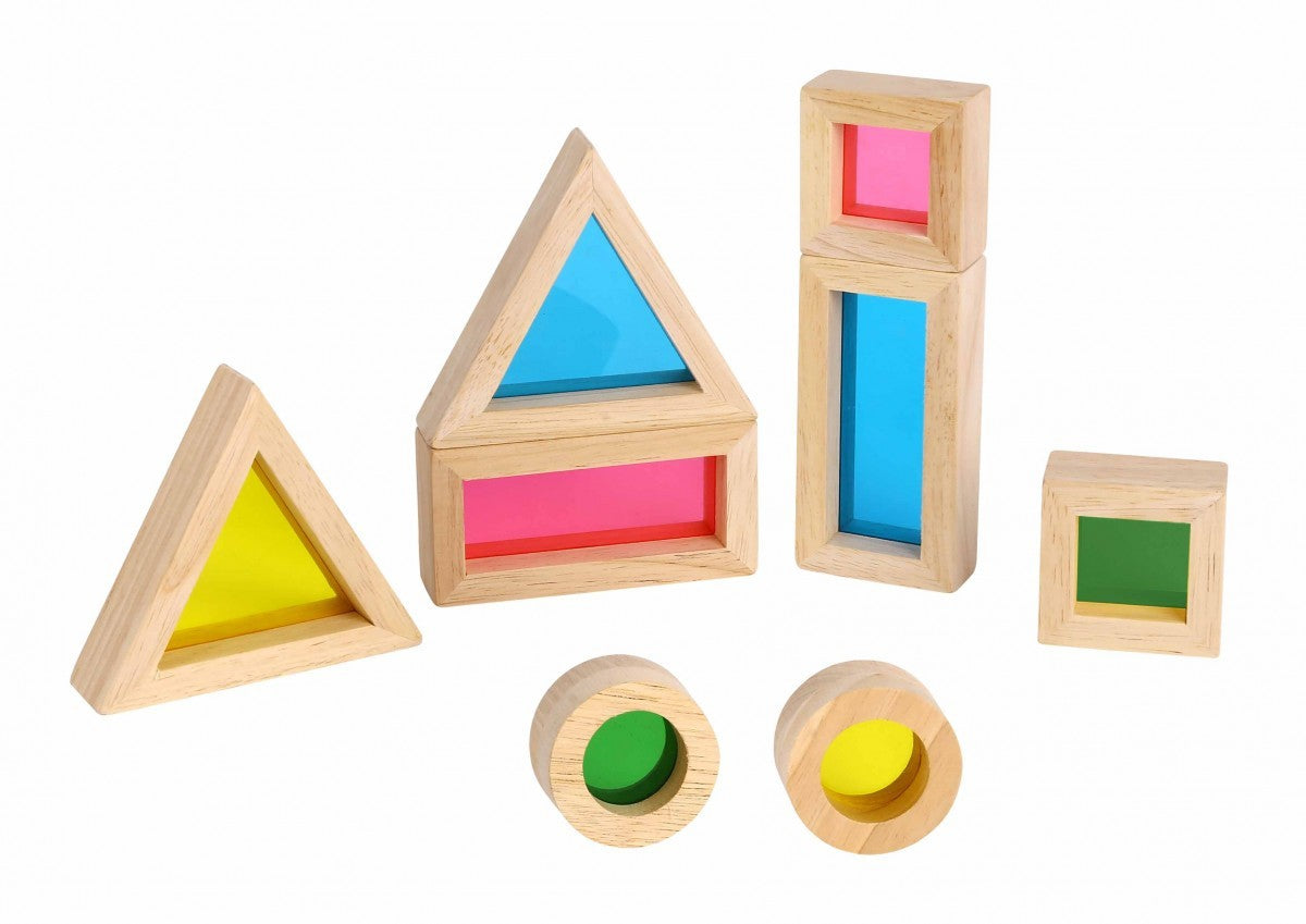 TOOKY TOY Medinės spalvotos veidrodinės kaladėlės, rinkinys iš 8 dalių, FSC – vaizdas 3