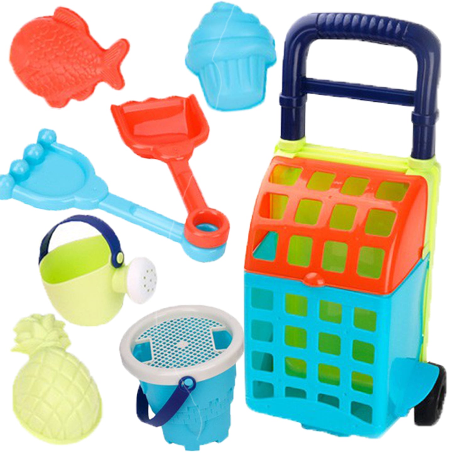 Woopie smėlio žaislų rinkinys su vežimėliu – 9 dalys – pagrindinis vaizdas