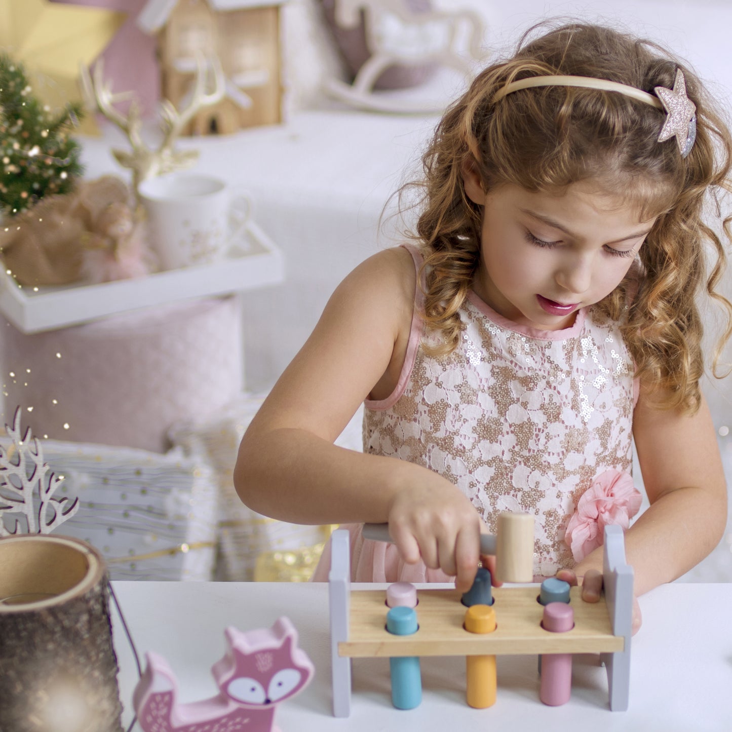 VIGA PolarB Medinė Kalimo Lenta su Plaktuku – Montessori Edukacinis Žaislas – vaizdas 3