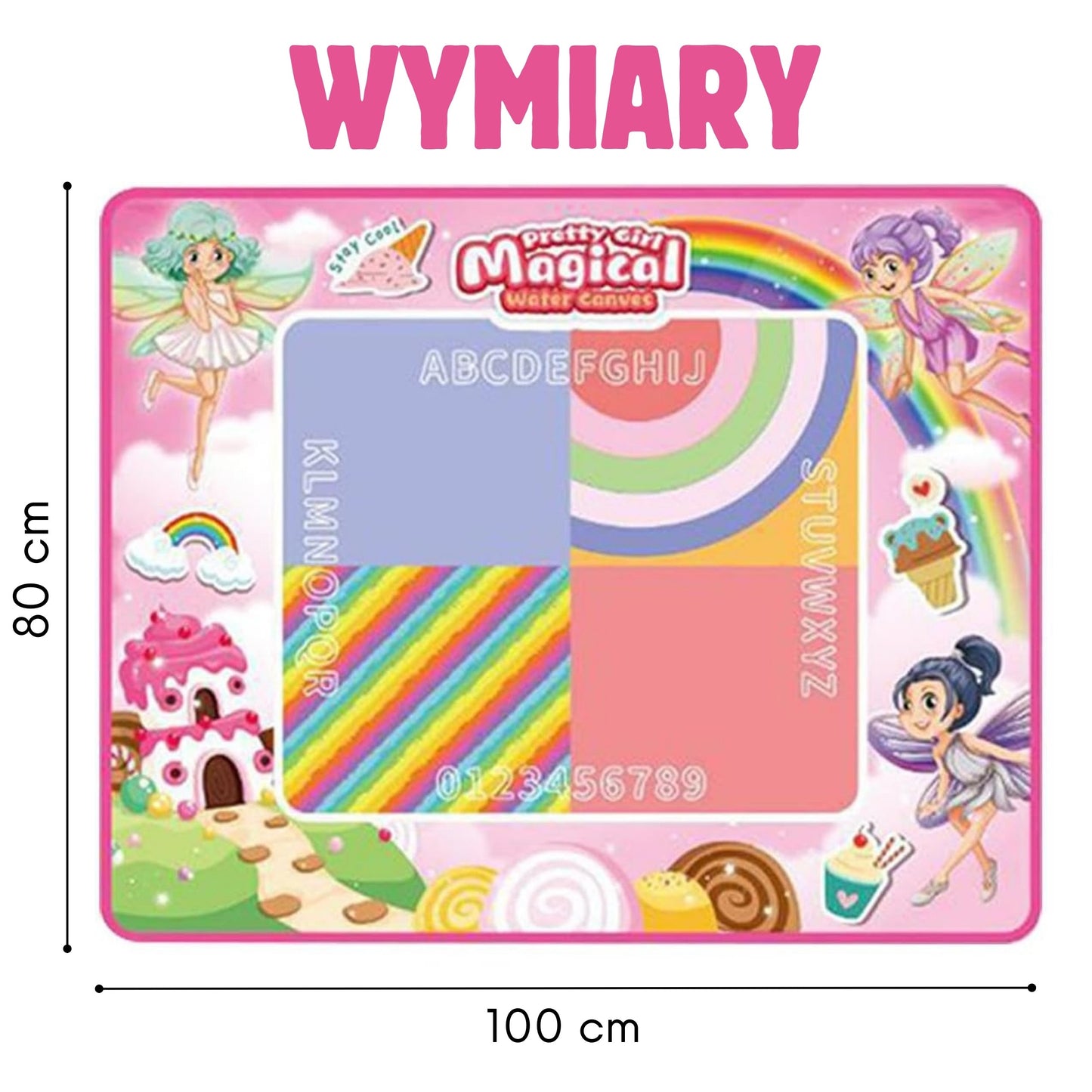 WOOPIE XXL Vandens Piešimo Kilimėlis 100x80cm Fėjos Rožinis