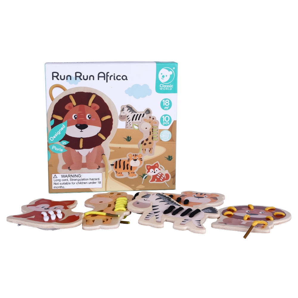 CLASSIC WORLD Mediniai batų raišteliai surišami siūlai Animals Africa 10 vnt – vaizdas 4