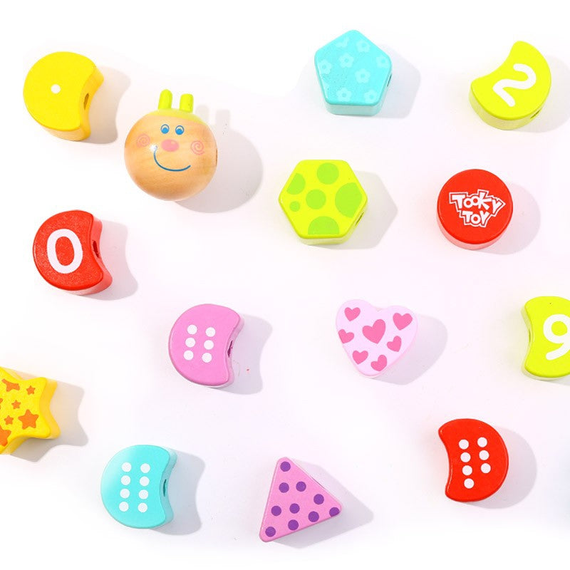 TOOKY TOY Medinės vėrimo kaladėlės Vikšras, 20 dalių, Skaičiavimo mokymasis – vaizdas 4