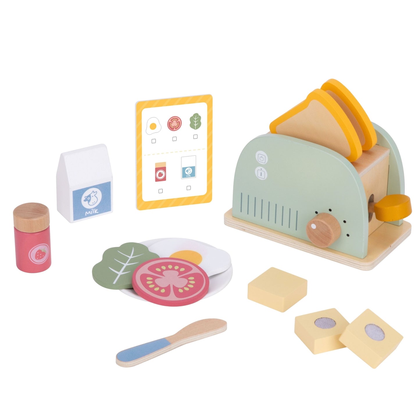 WOOPIE GREEN Medinis skrudintuvas Pusryčių rinkinys, detali medinė duonos riekelė – vaizdas 6