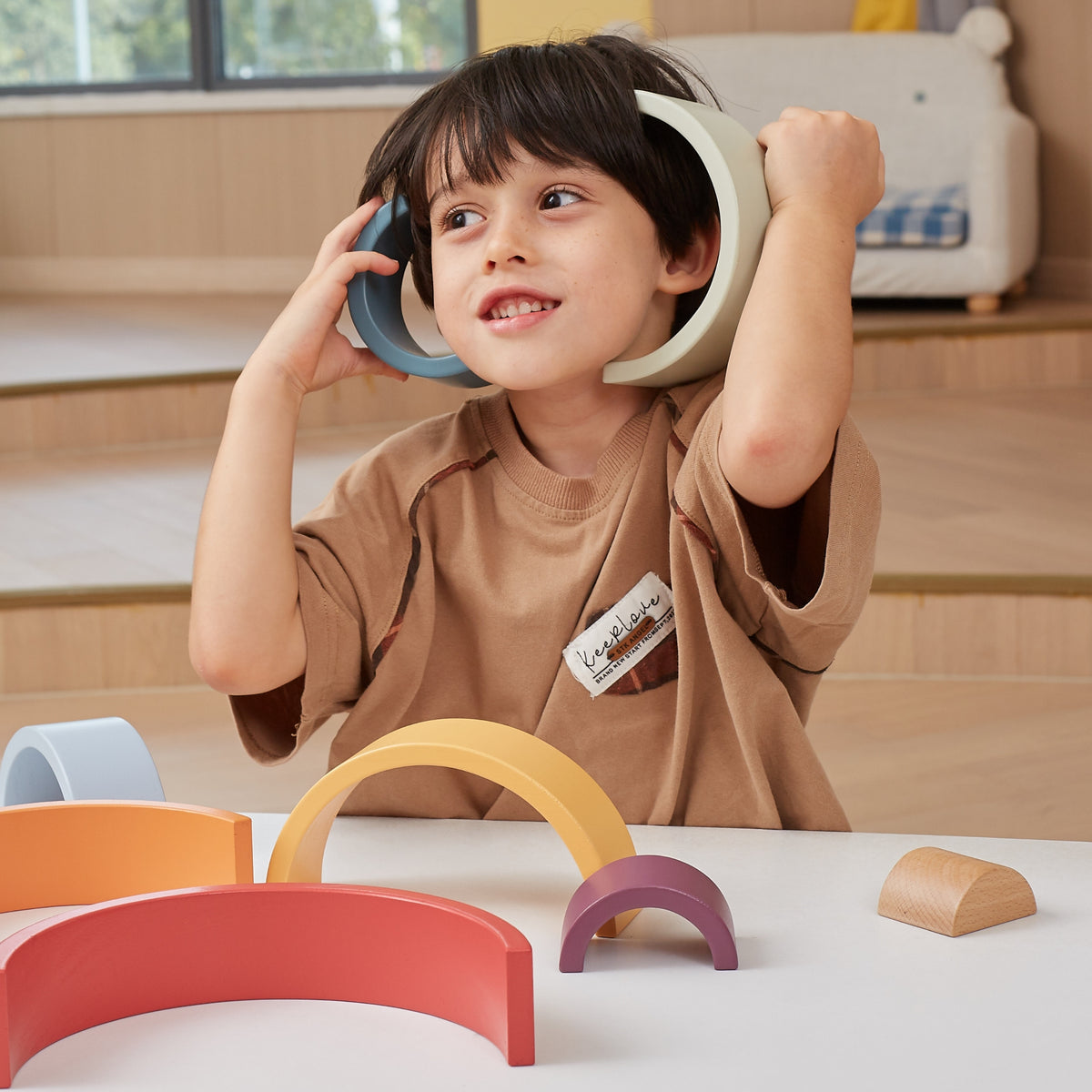 VIGA PolarB Medinė Vaivorykštė - Montessori Konstruktorius