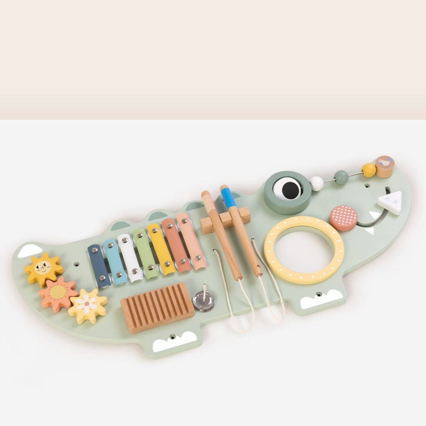 TOOKY TOY Medinė Manipuliacinė Lenta Krokodilo Forma 3 vnt.