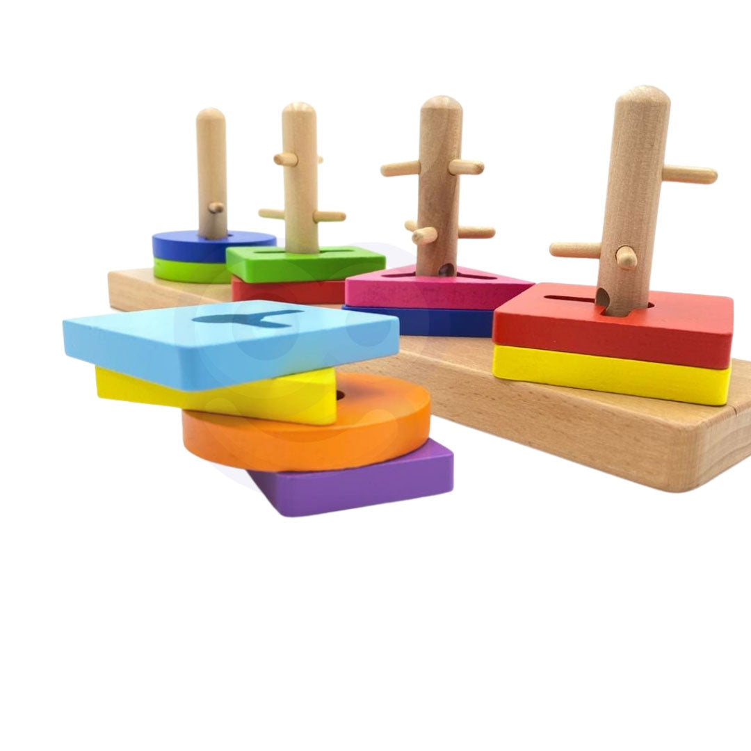 VIGA medinės kaladėlės su formų rūšiuokle Montessori – vaizdas 6