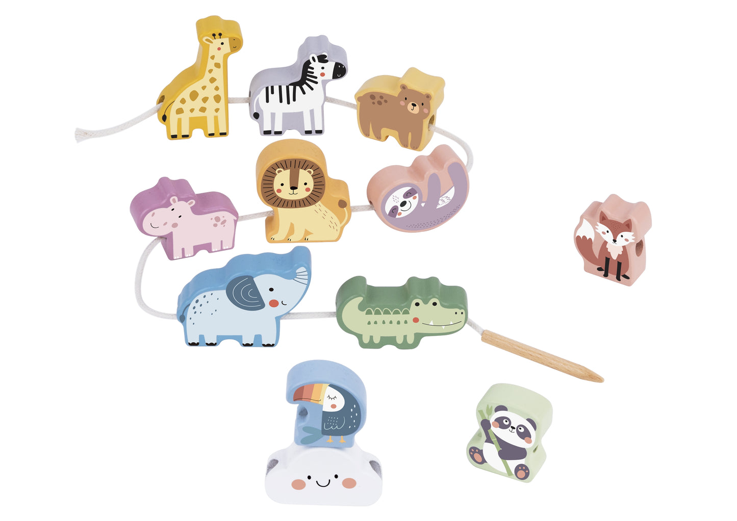WOOPIE Medinė vėrimo dėlionė ZOO, medinis pagrindas – vaizdas 4