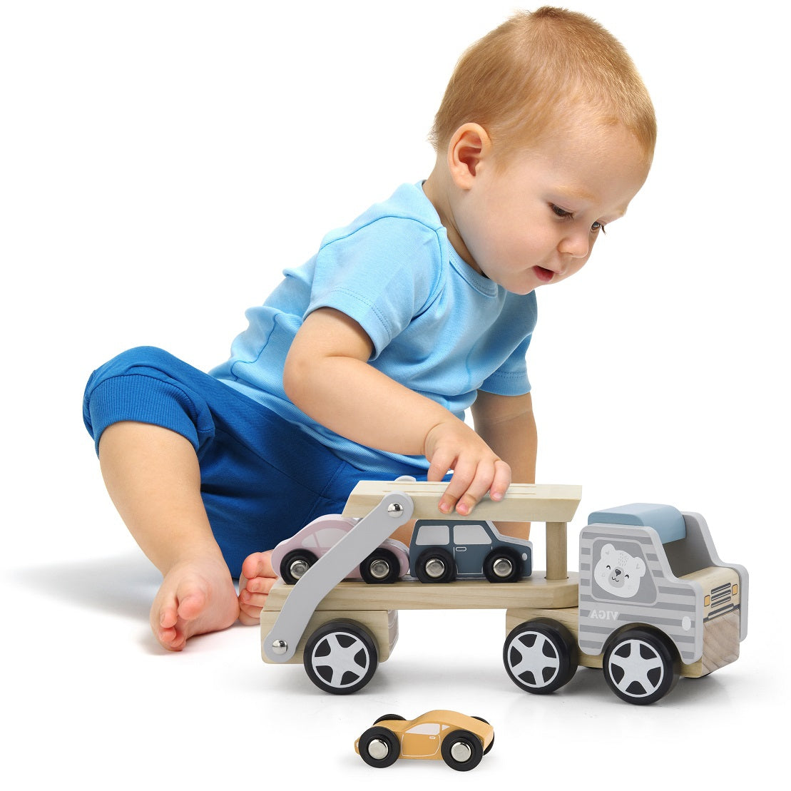 VIGA PolarB Medinis autovežis (tralas) su mašinėlėmis, Montessori – vaizdas 8