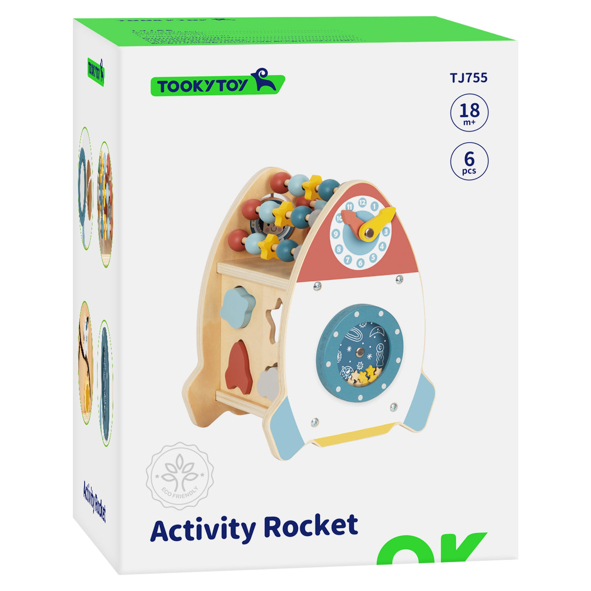 TOOKY TOY Medinė Kosminė Raketa su 6 Veiklomis