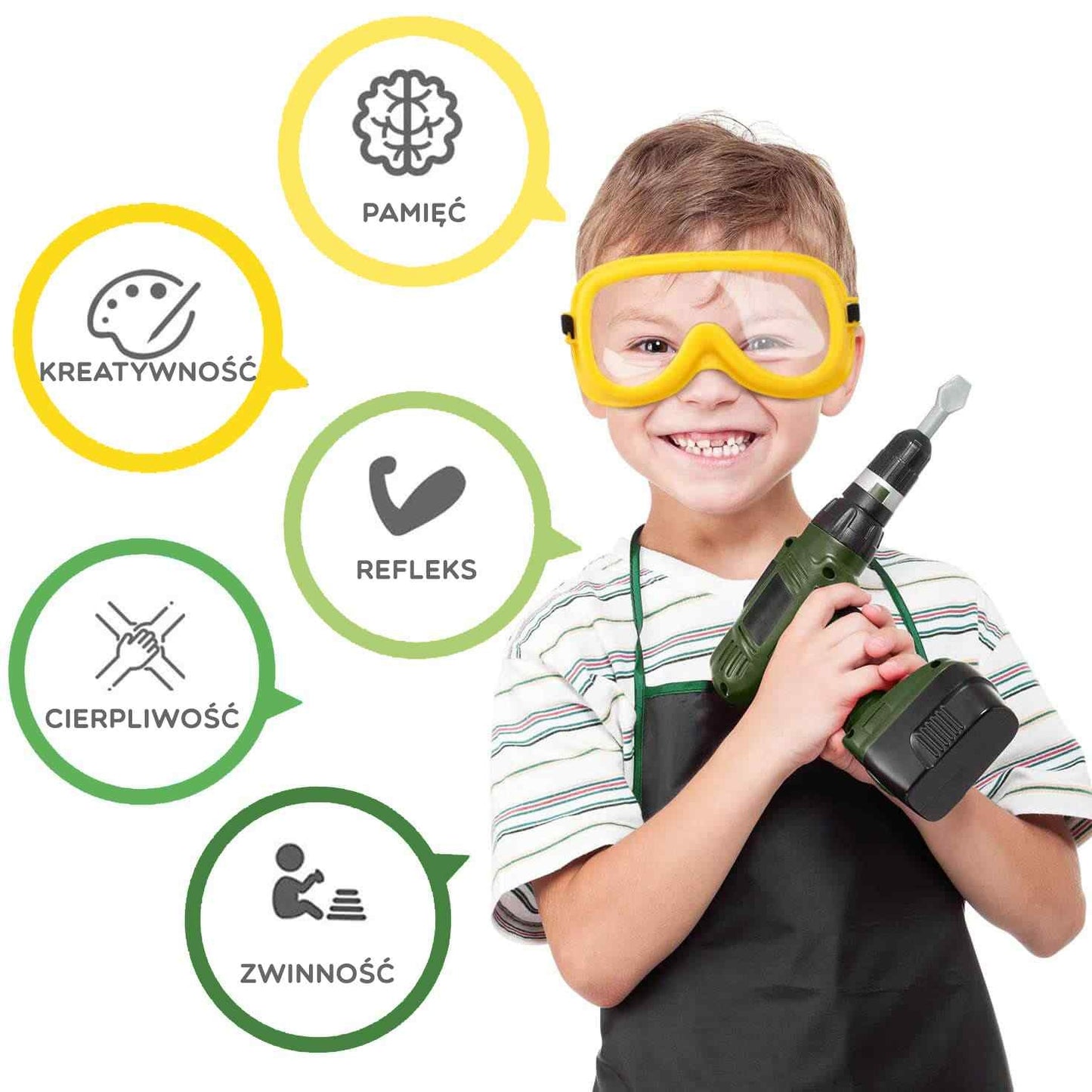 WOOPIE Didelė įrankių dėžė vaikams – atidaryta dėžė su įrankiais ir priedais – vaizdas 2