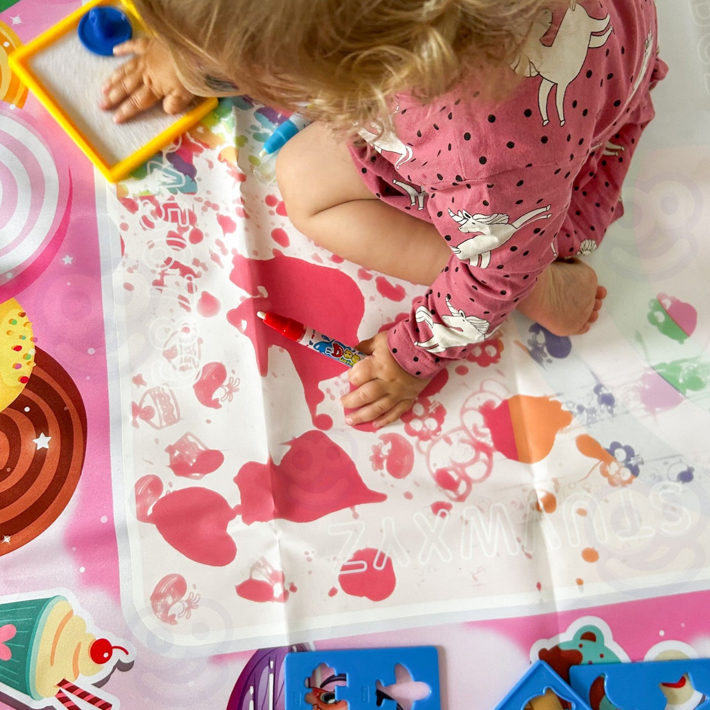 WOOPIE XXL Vandens Piešimo Kilimėlis 100x80cm Fėjos Rožinis