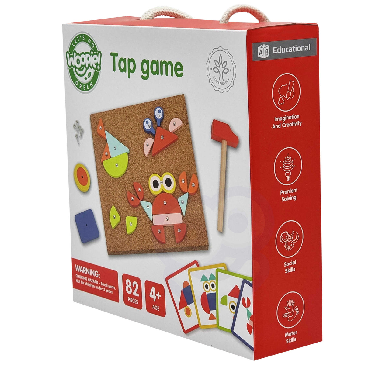 WOOPIE GREEN Medinė kalimo dėlionė 82 detalės, 20 raštų, FSC