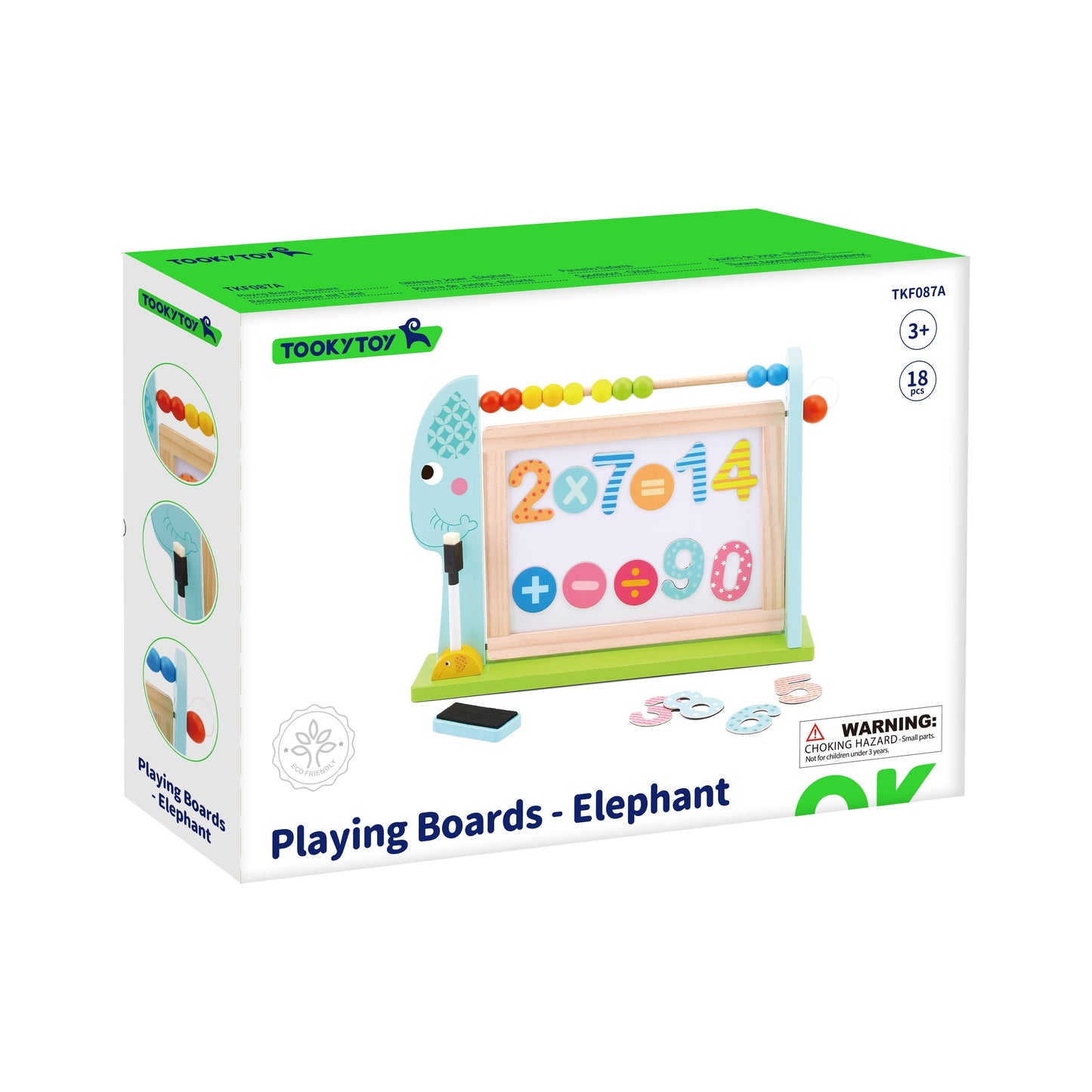 TOOKY TOY Didelė medinė dvipusė lenta, magnetinė ir kreidinė – vaizdas 4