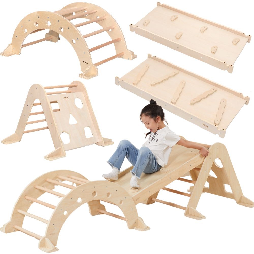Viga Toys Piklerio trikampis 3 in 1 su čiuožykla ir supynėmis