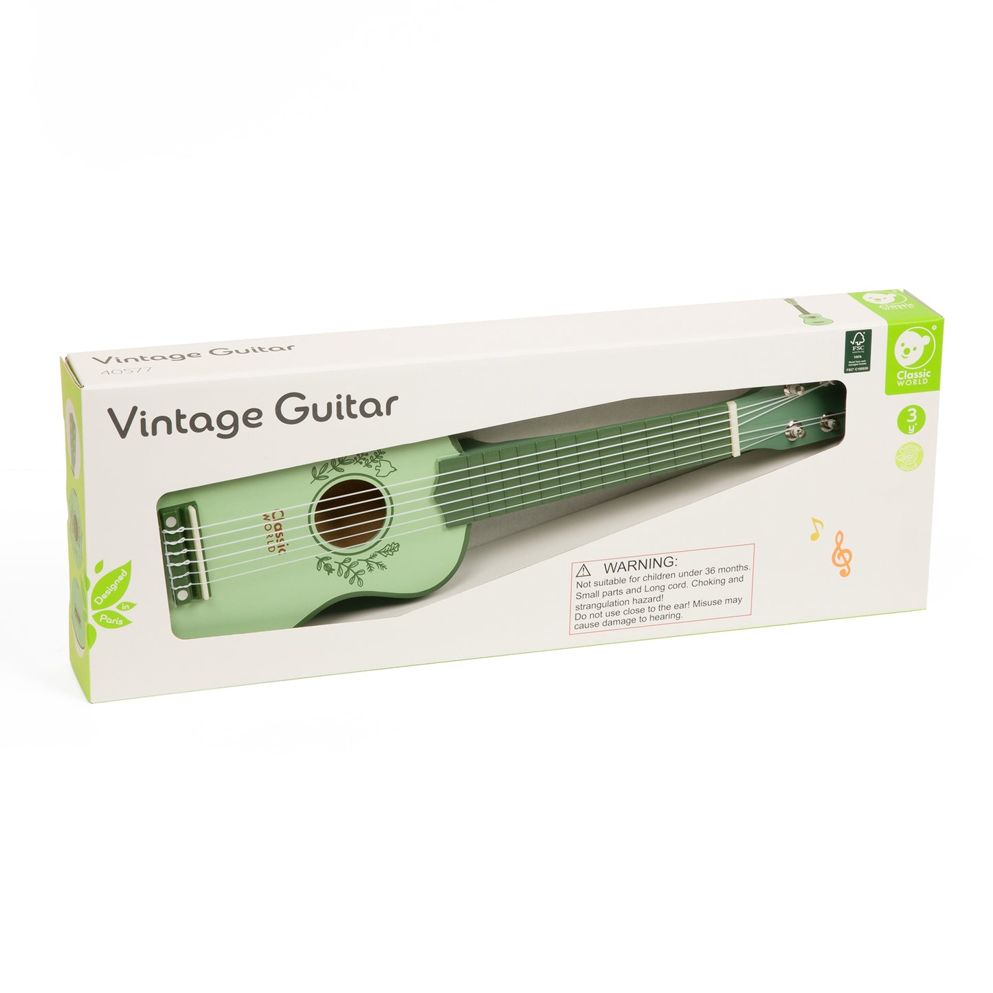 CLASSIC WORLD Vintažinė medinė gitara vaikams 3+ – pagrindinis vaizdas