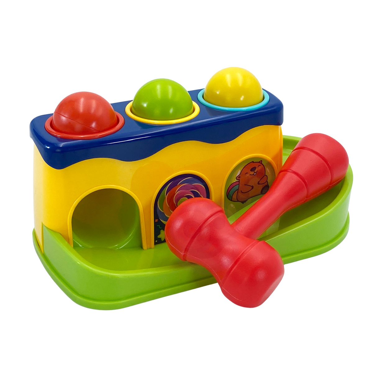 WOOPIE BABY spalvingas Montessori kalimo takelis su plaktuku