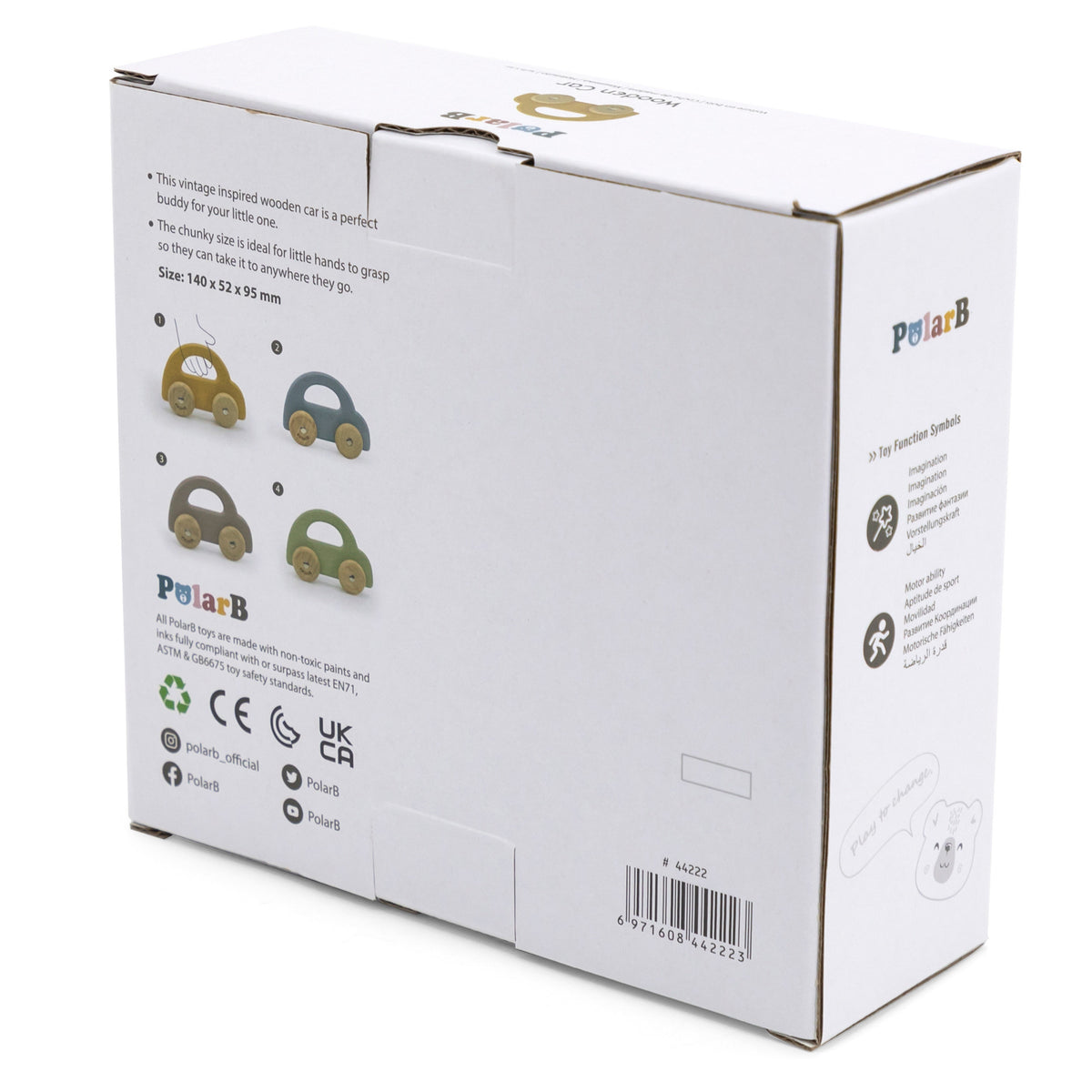 VIGA PolarB medinis stumdomas automobilis, geltonas